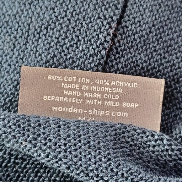 Wooden Ships Cotton Blend Office Breathable Sz M/L Knit Open Front Cardigan - Picture 11 of 11